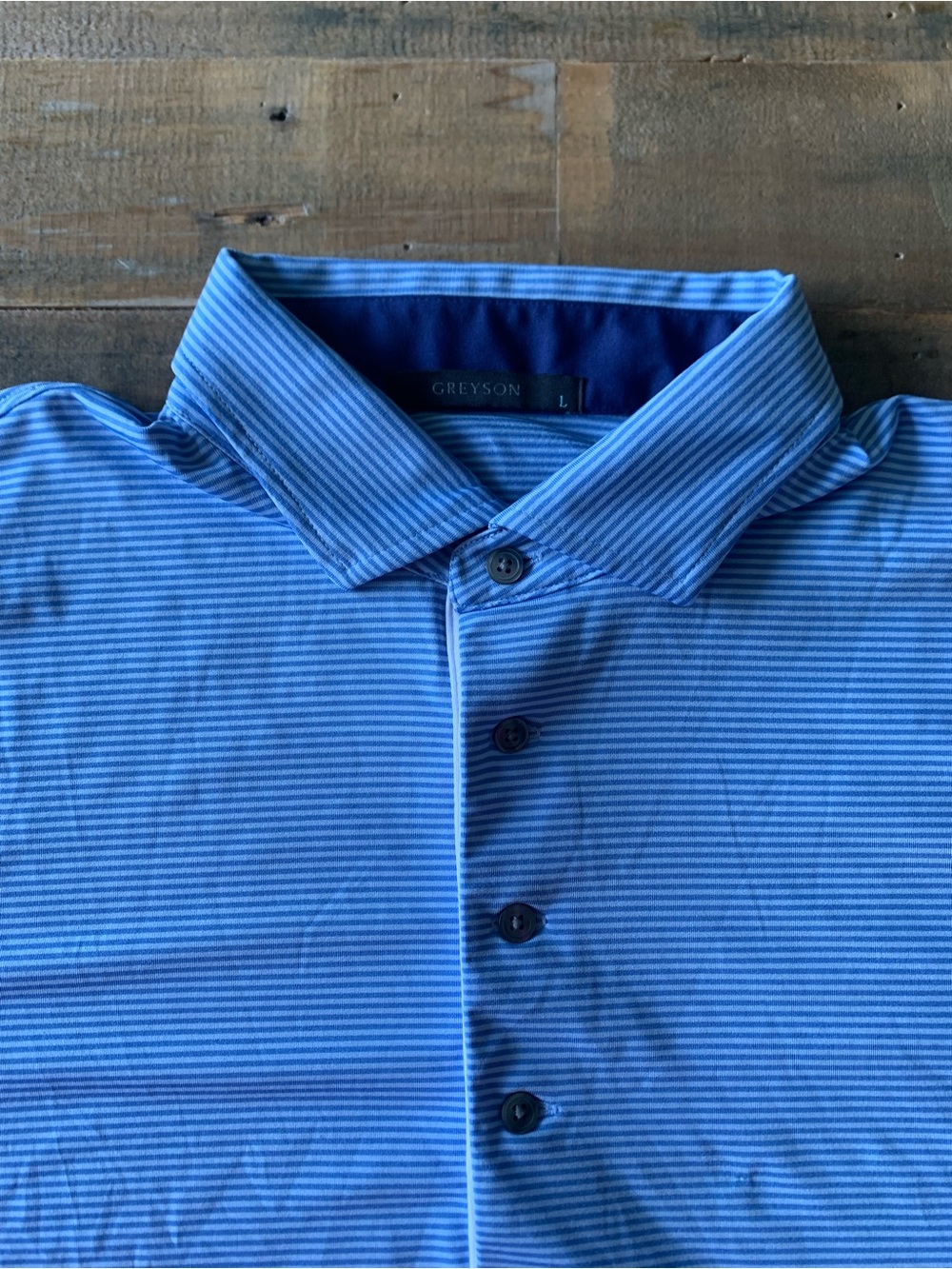 Greyson Men’s Light Blue Thin-Striped Polo